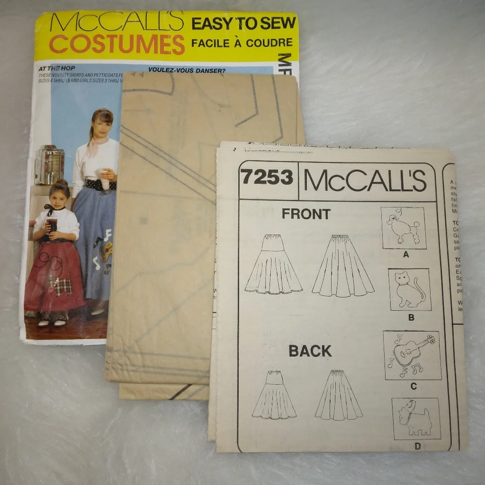 McCall's MP313 Girl 7-14 Easy to Sew Costume Poodle Skirt w/Poodle Applique